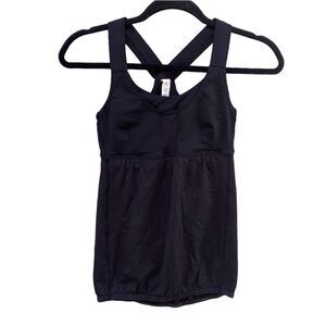Lululemon My Heart Races Run Stuff Your Bra Black Workout Top Sz 4